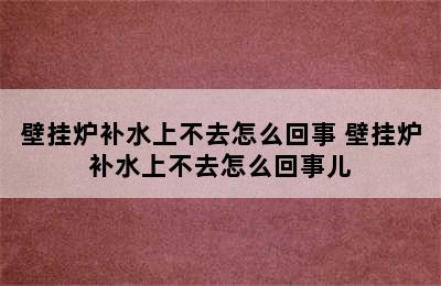 壁挂炉补水上不去怎么回事 壁挂炉补水上不去怎么回事儿